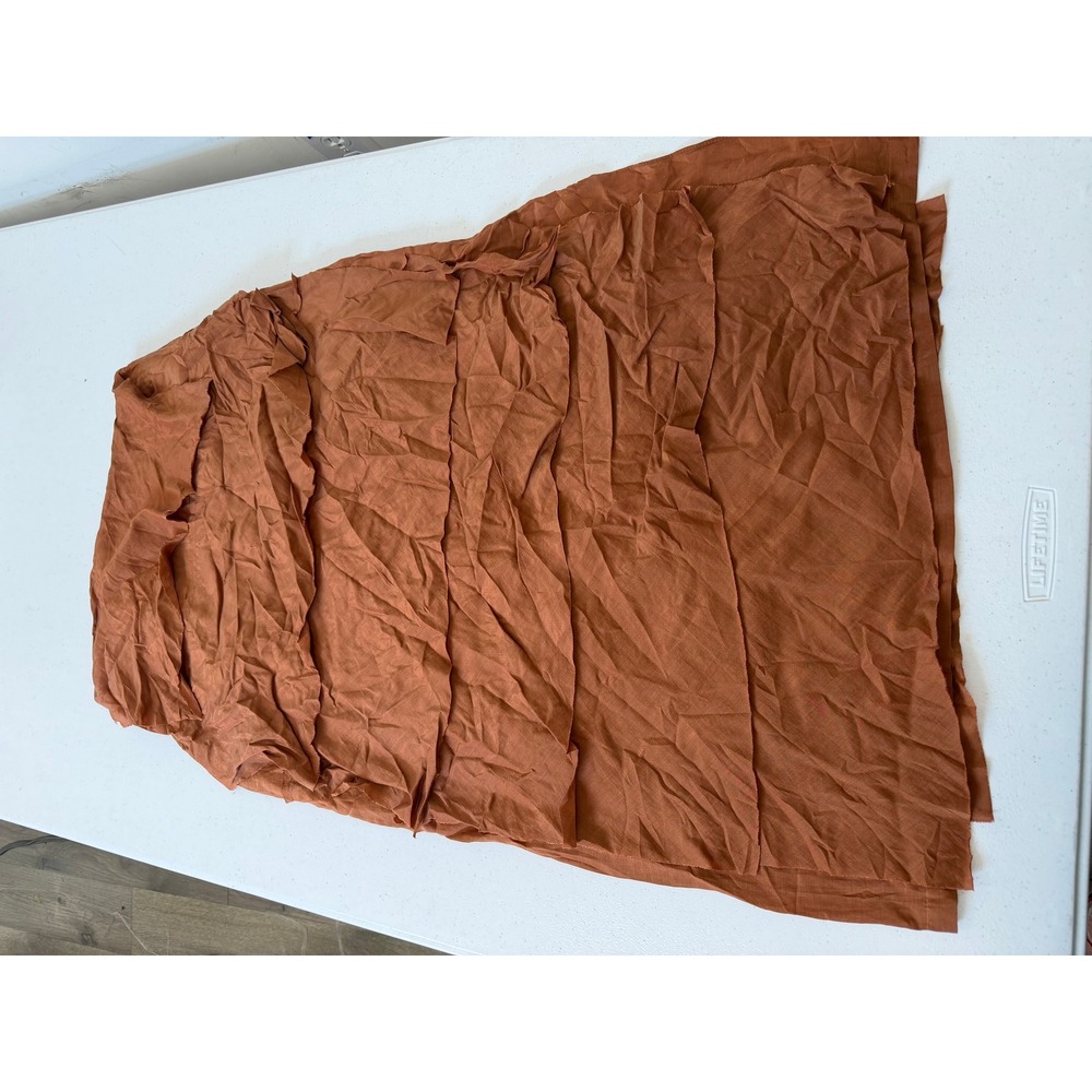 Zara Rust Brown Tiered Midi Skirt Small Raw Edge Textured Crinkle Boho 7308